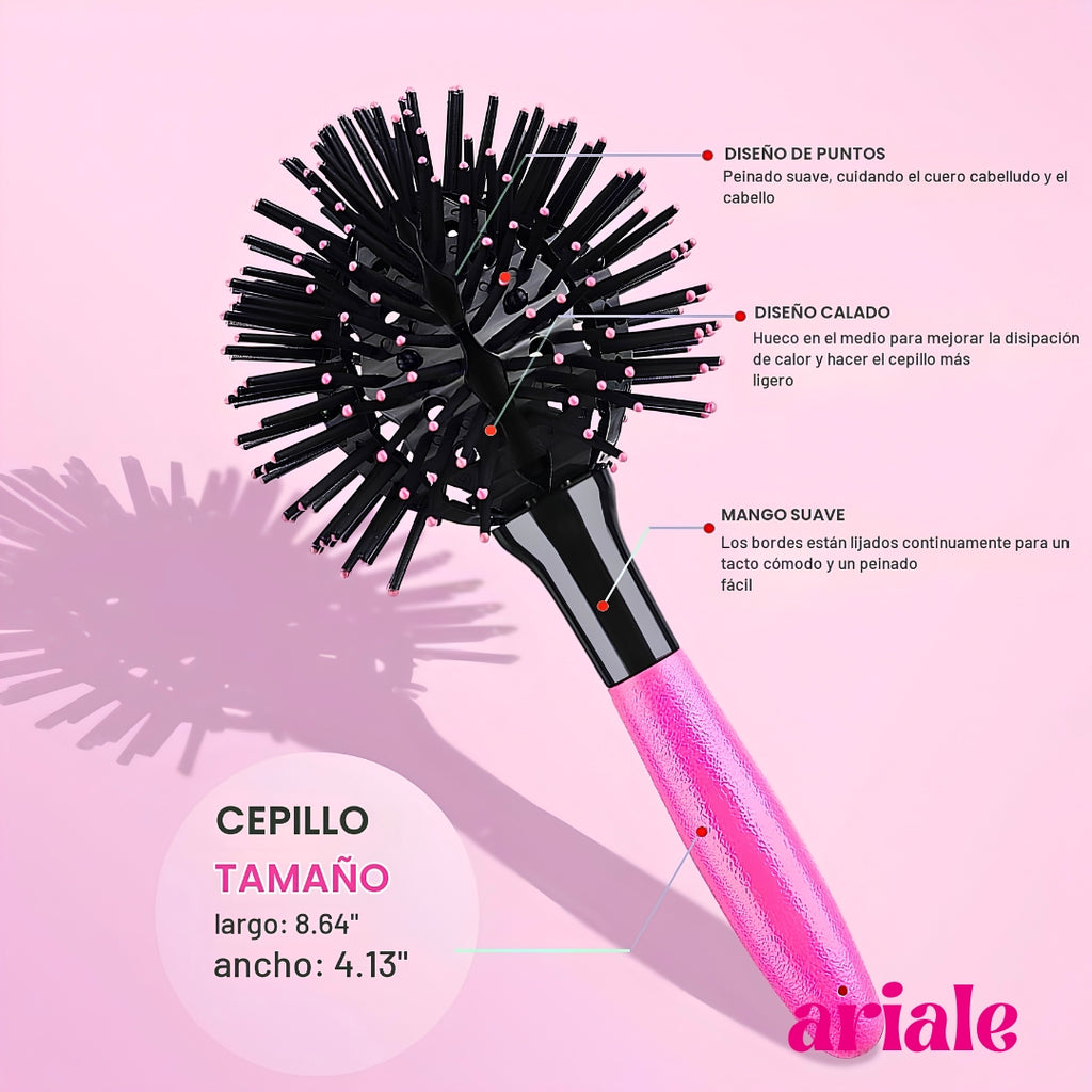 Cepillo 360° Grados Para Cabellos Rizados