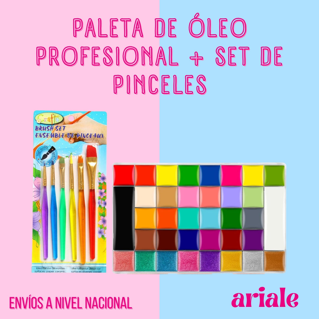 Paleta De Óleo Profesional + Set De Pinceles