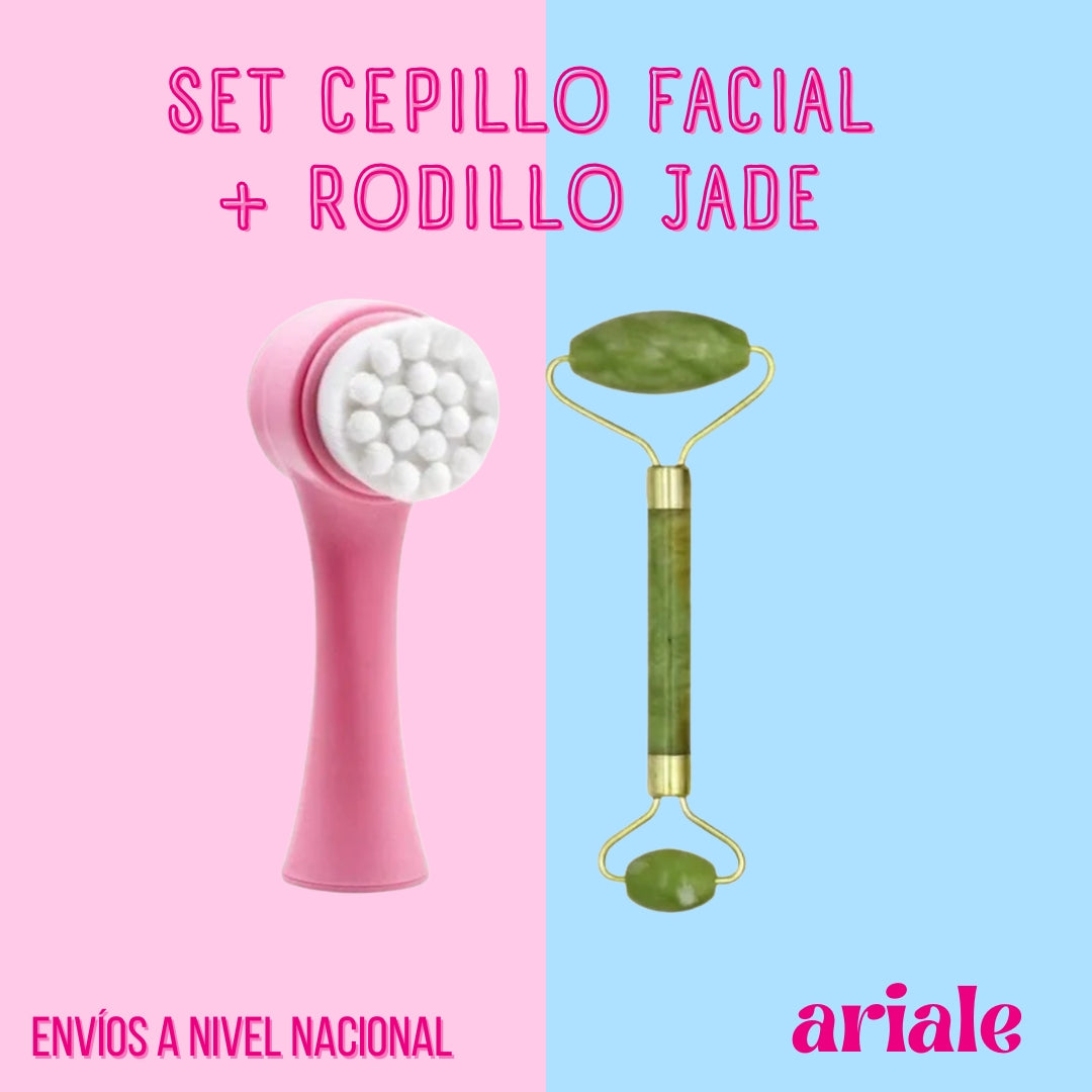 Set Cepillo Facial + Rodillo Jade